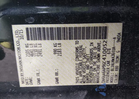 2016 Nissan Maxima 3.5 Platinum z USA, uszkodzony, nr VIN 1N4AA6AP9GC410052